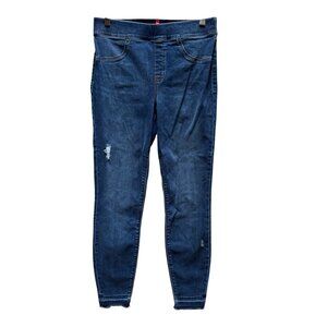 Spanx Jeggings Blue Skinny Denim Distressed Stretchy Mid-Rise Size‎ M